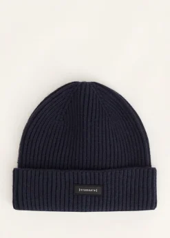 Mutsen<The Sting Ribgebreide muts donkerblauw