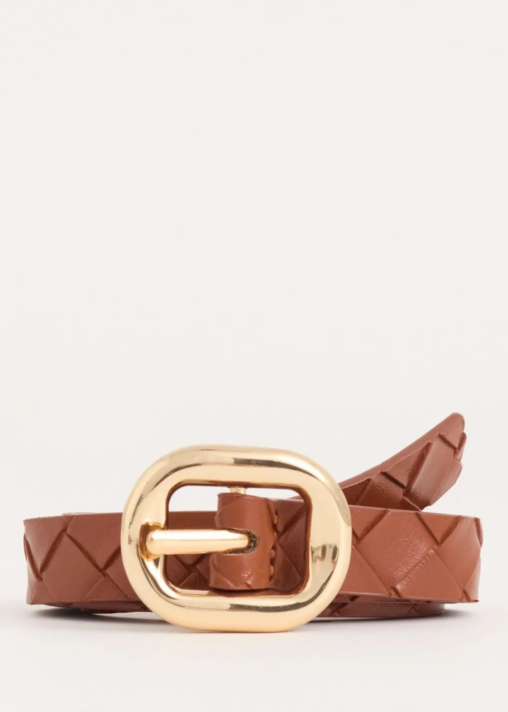Riemen<The Sting Riem met gevlochten design cognac