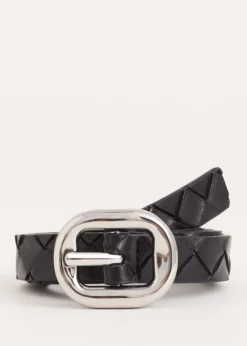 Riemen<The Sting Riem met gevlochten design zwart