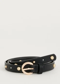 Riemen<The Sting Riem met ronde studs zwart