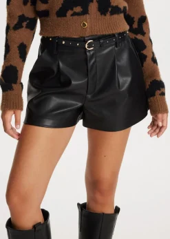 Riemen<The Sting Riem met ronde studs zwart