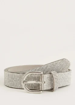 Riemen<The Sting Riem met strass details zilver