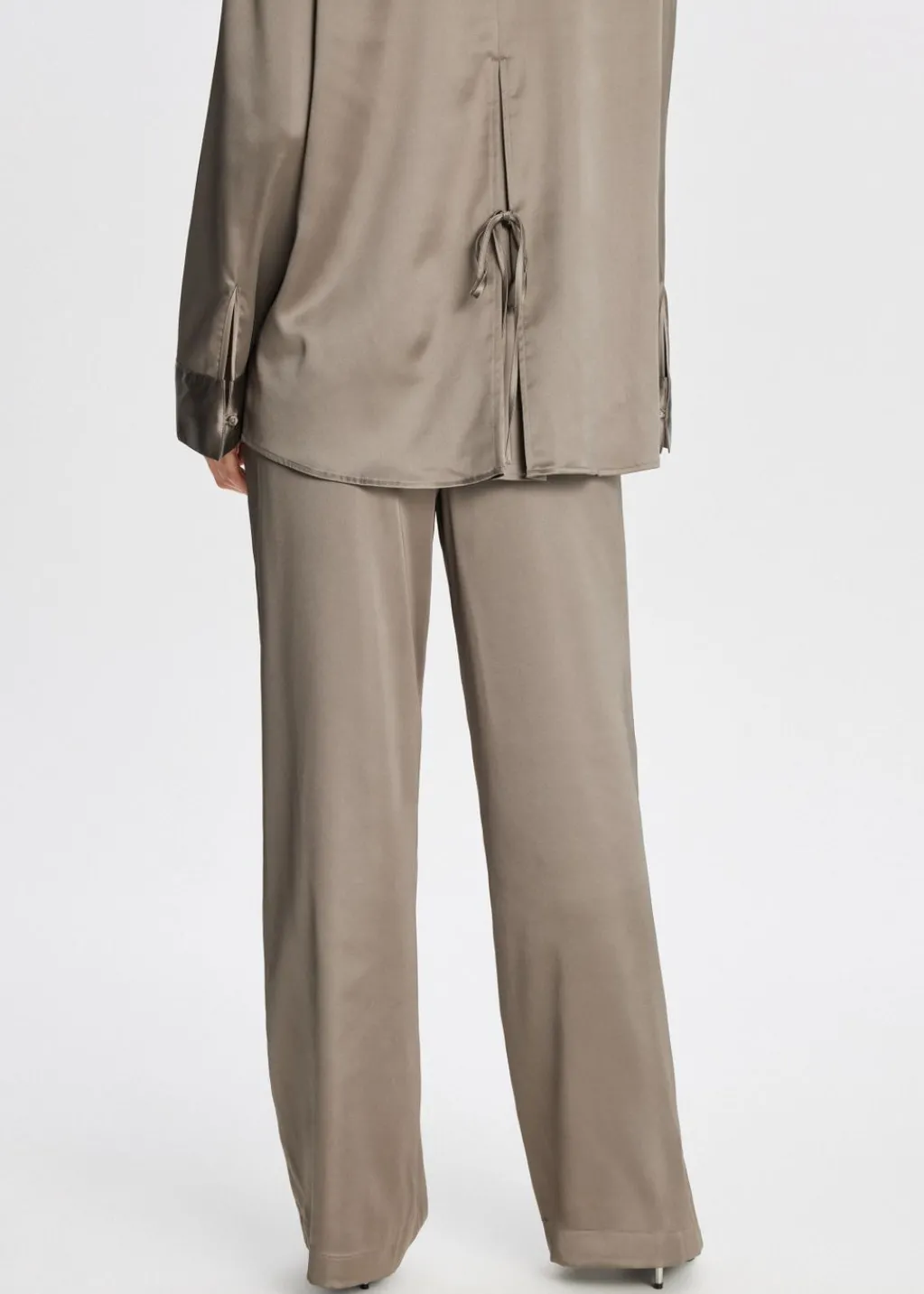 Broeken<The Sting Satijnen broek taupe