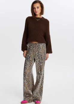 Broeken<The Sting Satijnen leopard broek meerkleurig