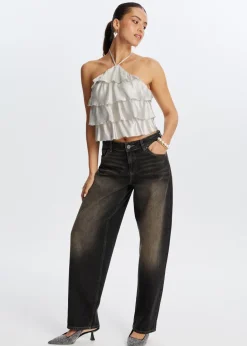 Tops<The Sting Shiny halter top zilver