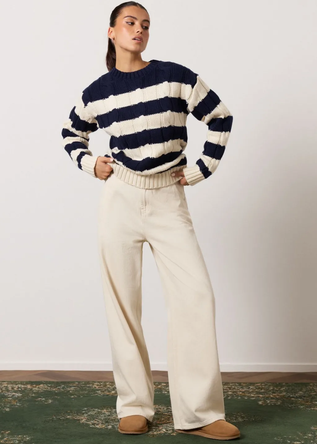Jeans<The Sting Straight leg jeans met baggy fit ecru