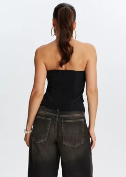Tops<The Sting Strapless gilet zwart