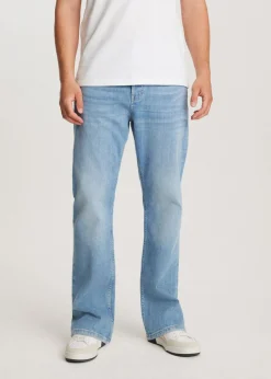 Jeans<The Sting Stretchy straight leg jeans blauw, used middle