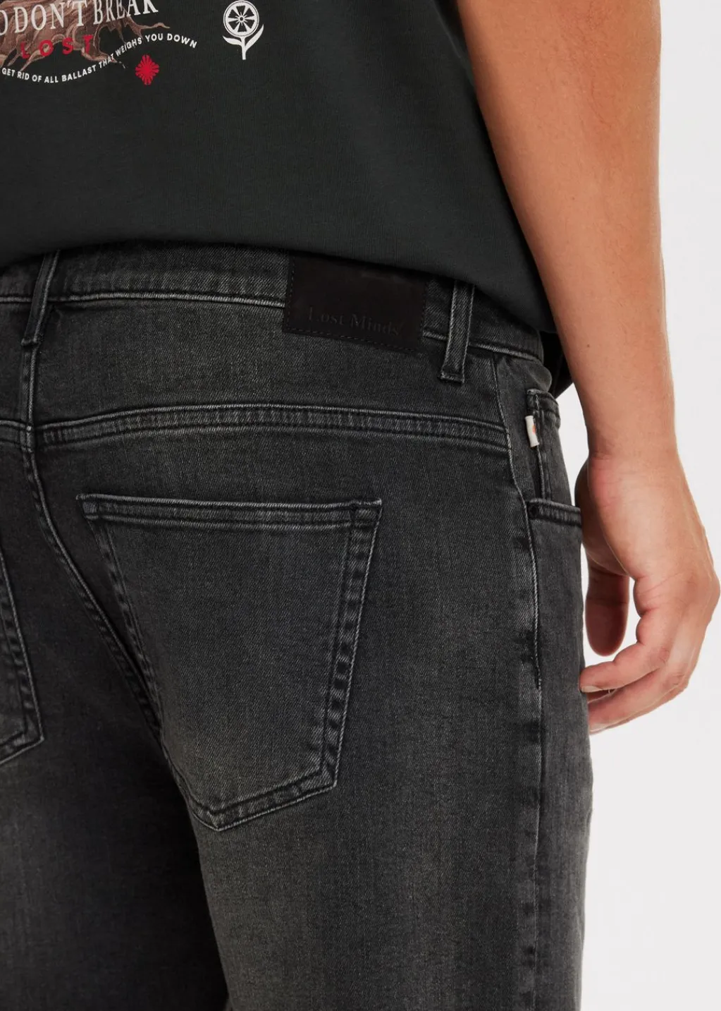 Jeans<The Sting Stretchy straight leg jeans zwart, used dark