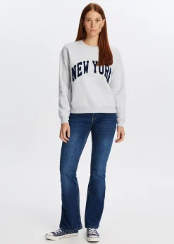Sweaters En Hoodies<The Sting Sweater met varsity print donkerblauw