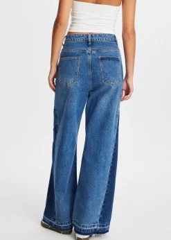 Jeans<The Sting 2-tone wide leg jeans blauw, used dark