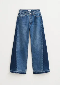Jeans<The Sting 2-tone wide leg jeans blauw, used dark