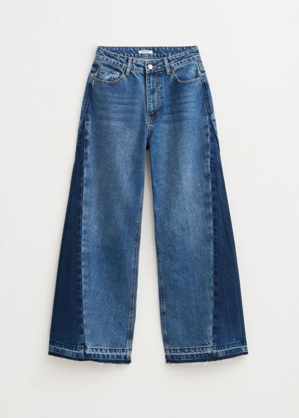 Jeans<The Sting 2-tone wide leg jeans blauw, used dark