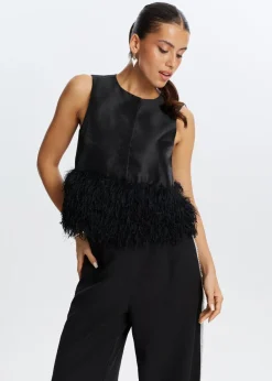 Tops<The Sting Top met franjes zwart