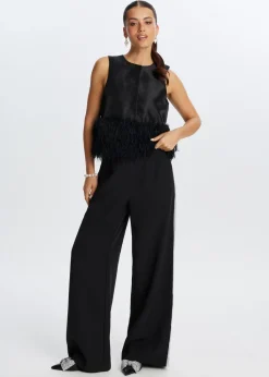 Tops<The Sting Top met franjes zwart