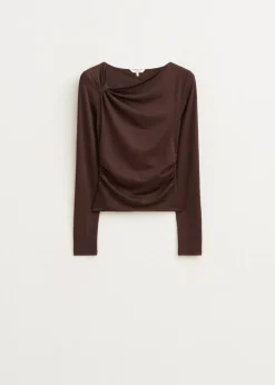 Tops<The Sting Top met knoopdetail donkerbruin