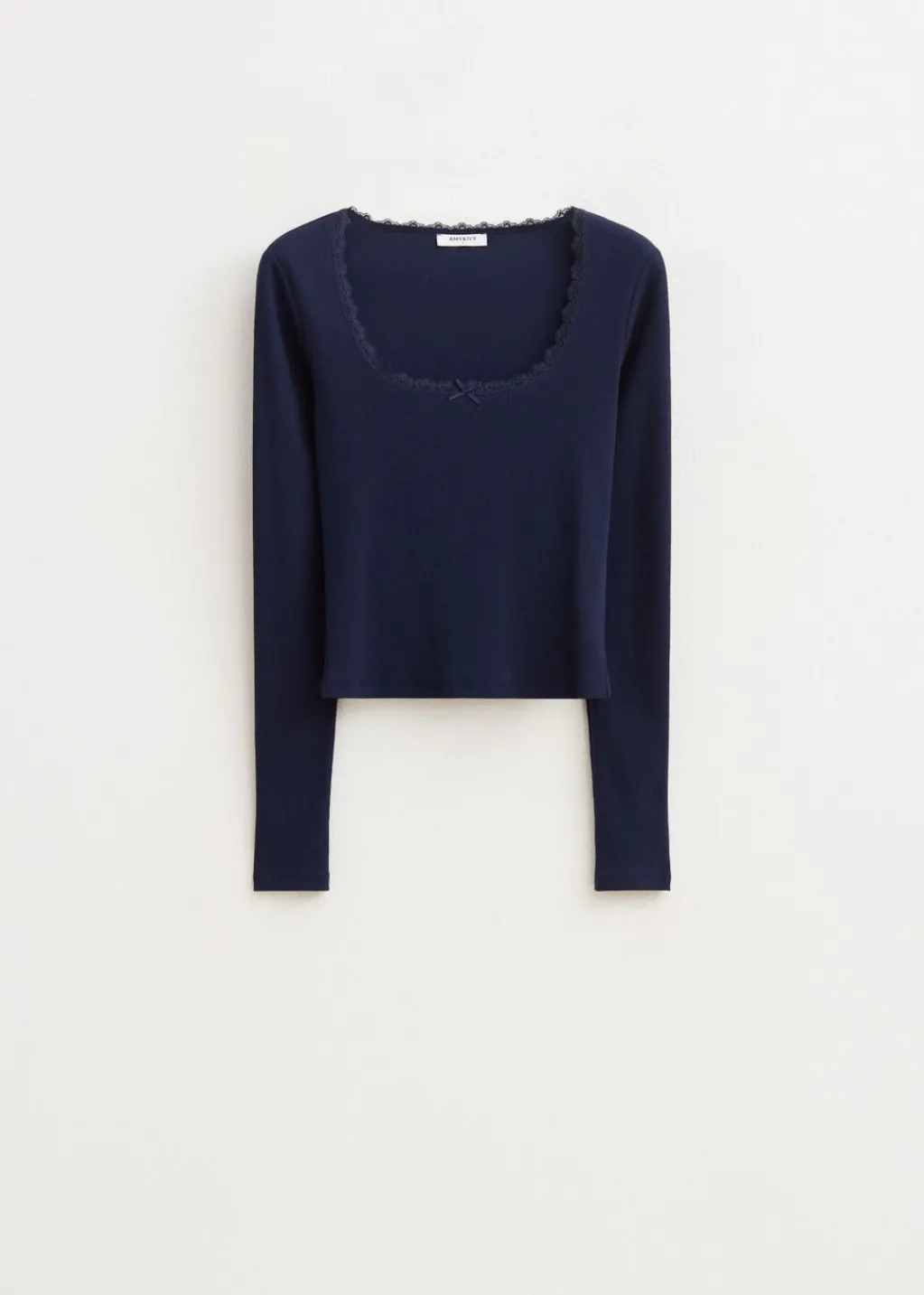 T-Shirts<The Sting Top met ribstructuur donkerblauw