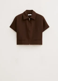 Tops<The Sting Top met rits donkerbruin