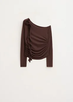 Tops<The Sting Top met roosdetail donkerbruin