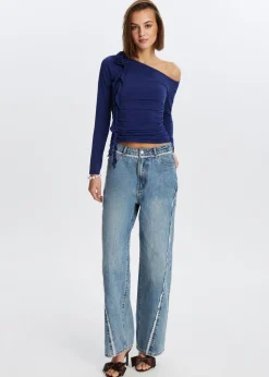 Tops<The Sting Top met roosdetail donkerblauw