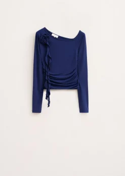 Tops<The Sting Top met roosdetail donkerblauw