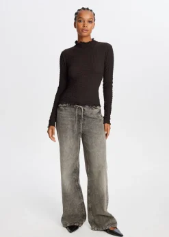 Tops<The Sting Top met strikdetail donkerbruin