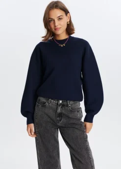 Truien En Vesten<The Sting Trui met balloon mouwen donkerblauw