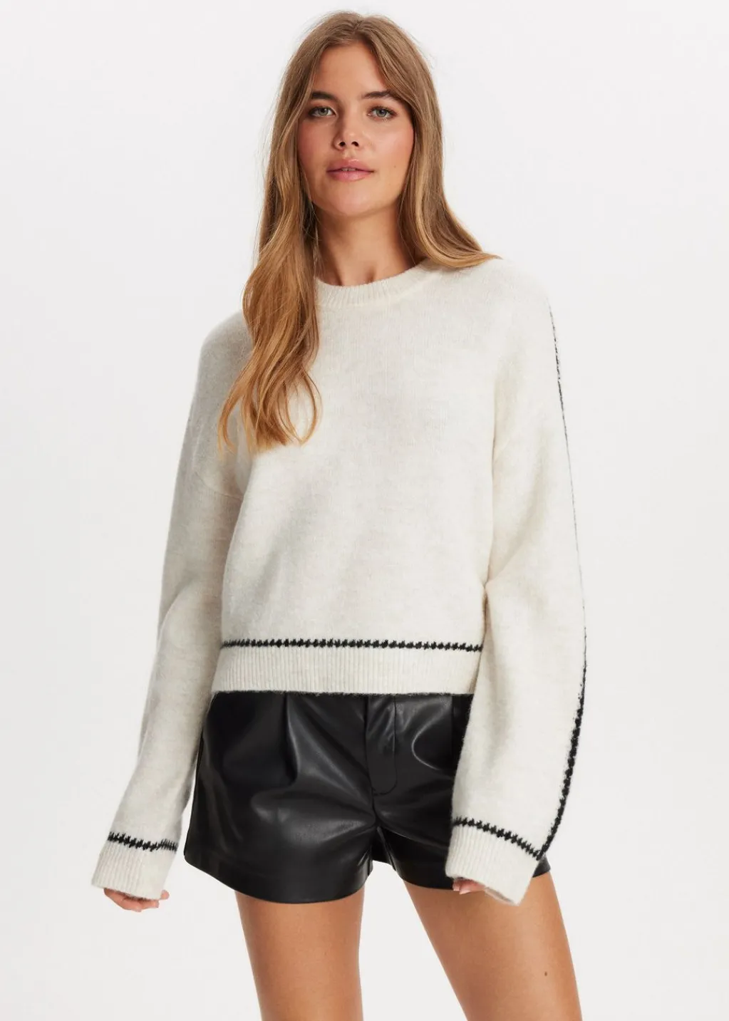 Truien En Vesten<The Sting Trui met contrasterende details off-white gemêleerd