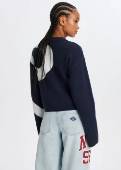 Truien En Vesten<The Sting Trui met grote strik donkerblauw