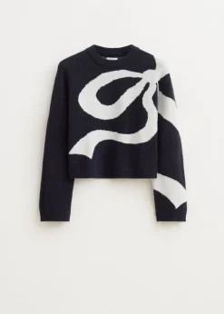 Truien En Vesten<The Sting Trui met grote strik donkerblauw