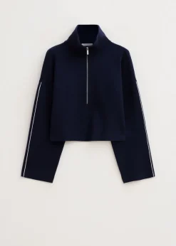 Truien En Vesten<The Sting Trui met half zip donkerblauw