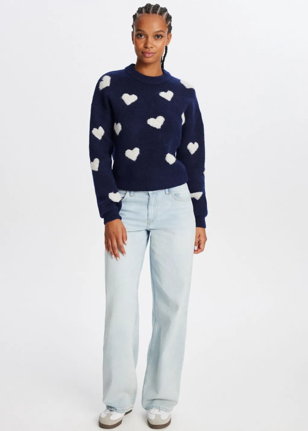 Truien En Vesten<The Sting Trui met hartjes donkerblauw