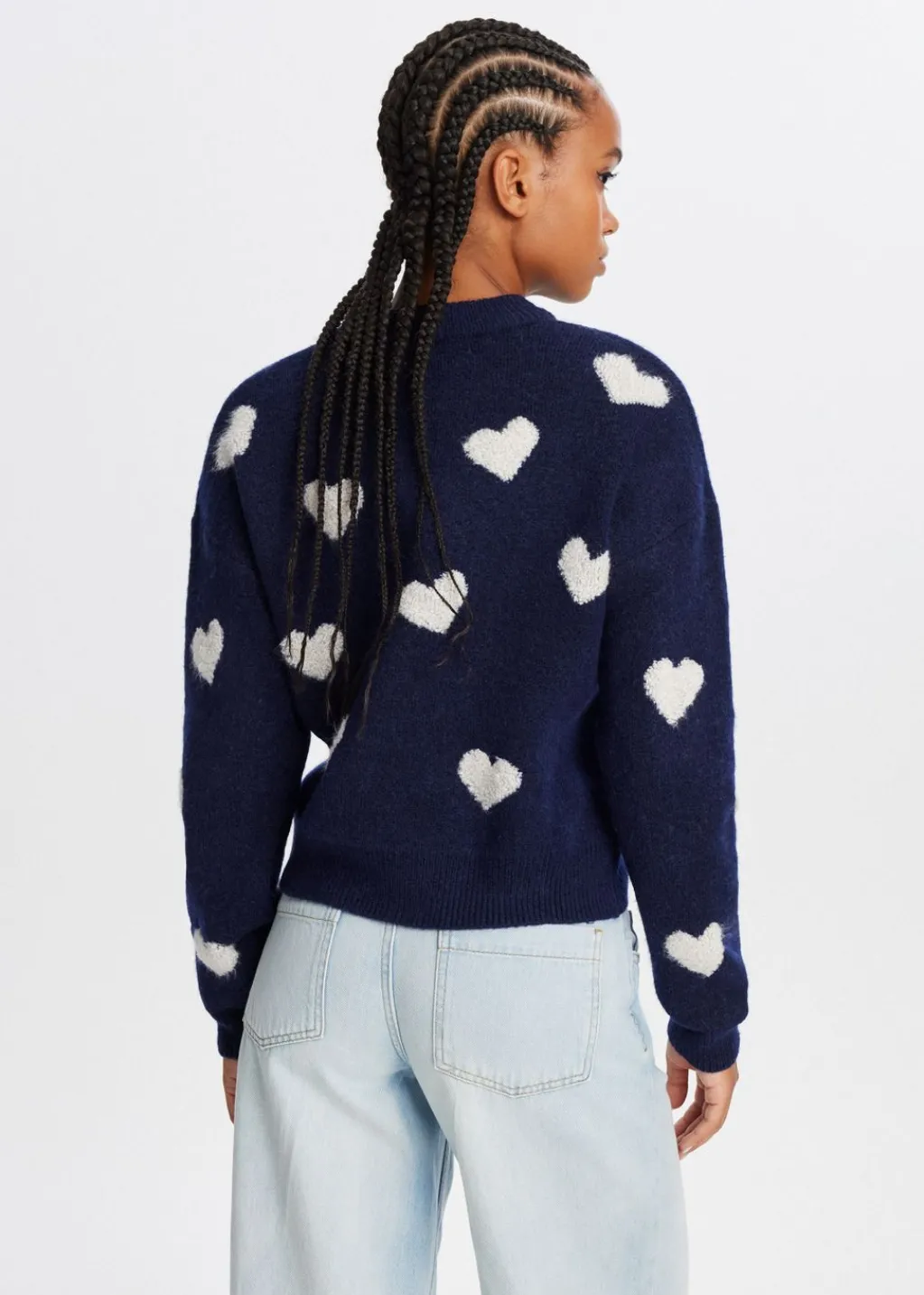 Truien En Vesten<The Sting Trui met hartjes donkerblauw