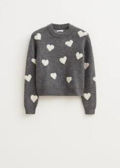 Truien En Vesten<The Sting Trui met hartjes donkergrijs