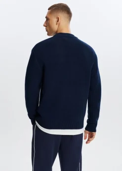 Truien En Vesten<The Sting Trui met jacquarddetail donkerblauw