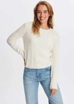 Truien En Vesten<The Sting Trui met kabelpatroon wit, off-white