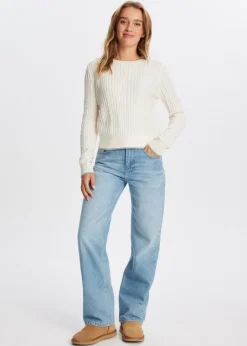 Truien En Vesten<The Sting Trui met kabelpatroon wit, off-white