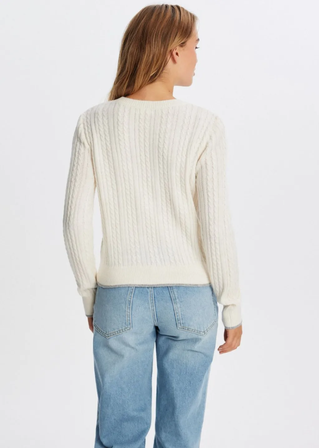 Truien En Vesten<The Sting Trui met kabelpatroon wit, off-white