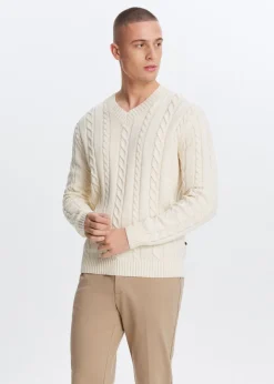 Truien En Vesten<The Sting Trui met kabelpatroon wit, off-white