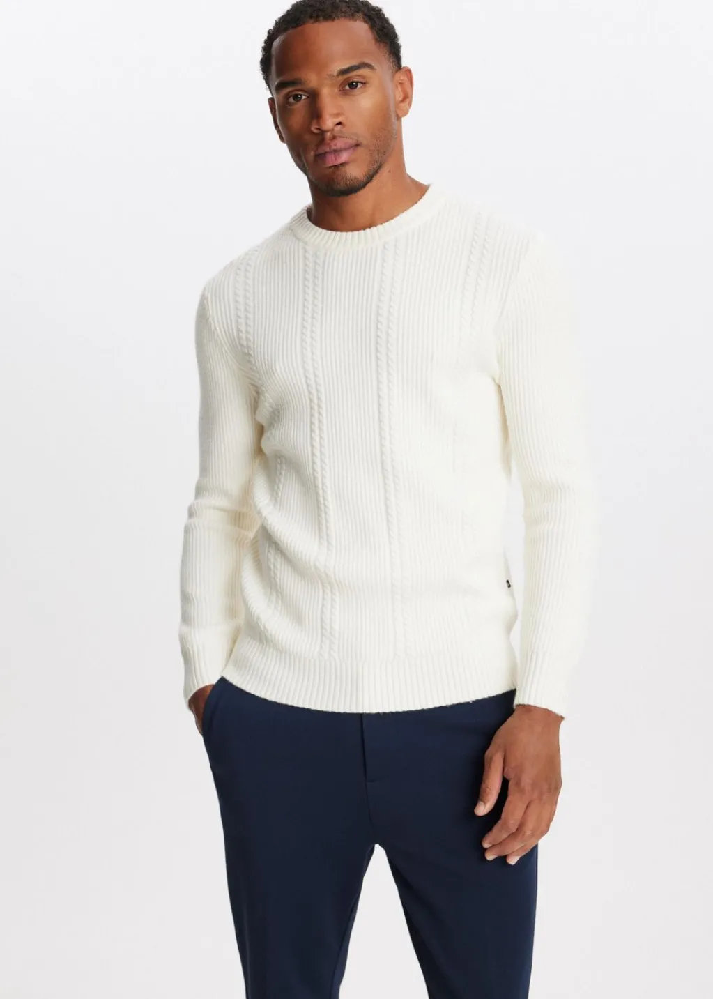 Truien En Vesten<The Sting Trui met kabelstructuur wit, off-white