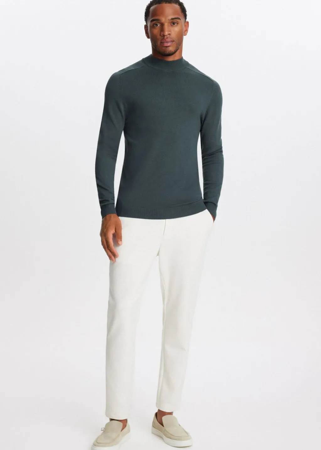 Truien En Vesten<The Sting Trui met mock-neck groen, grijs