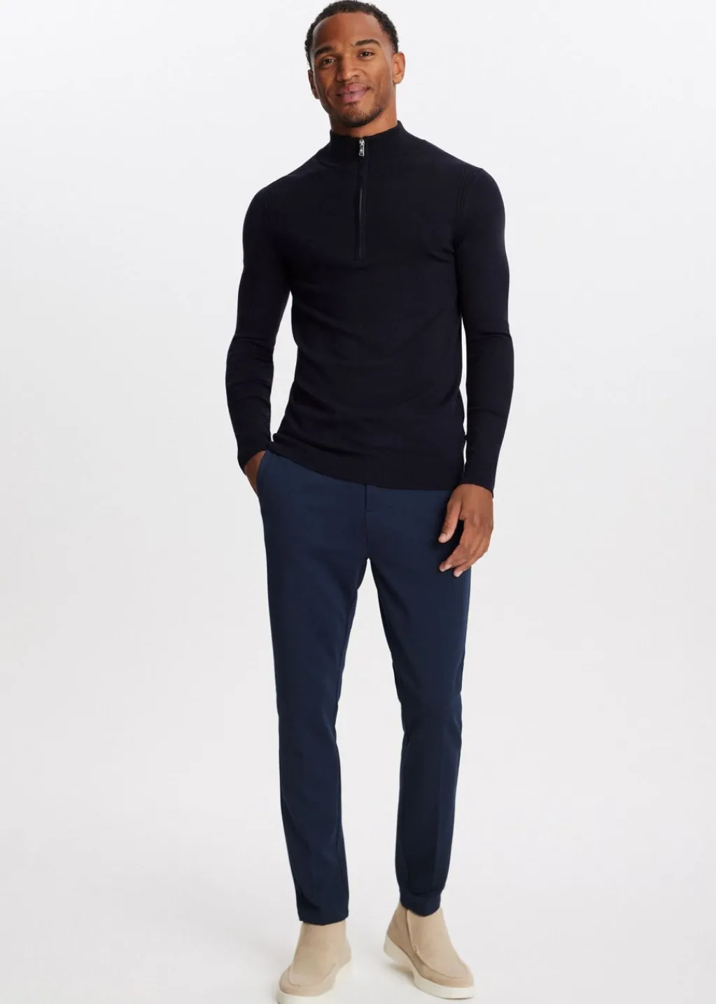 Truien En Vesten<The Sting Trui met rits donkerblauw