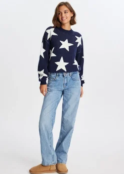 Truien En Vesten<The Sting Trui met sterren donkerblauw