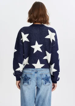 Truien En Vesten<The Sting Trui met sterren donkerblauw