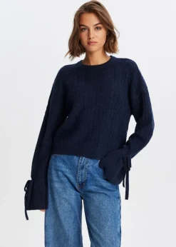 Truien En Vesten<The Sting Trui met strikmouwen donkerblauw