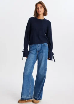 Truien En Vesten<The Sting Trui met strikmouwen donkerblauw