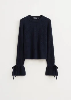 Truien En Vesten<The Sting Trui met strikmouwen donkerblauw
