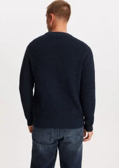 Truien En Vesten<The Sting Trui met wafelstructuur blauw, donker melee