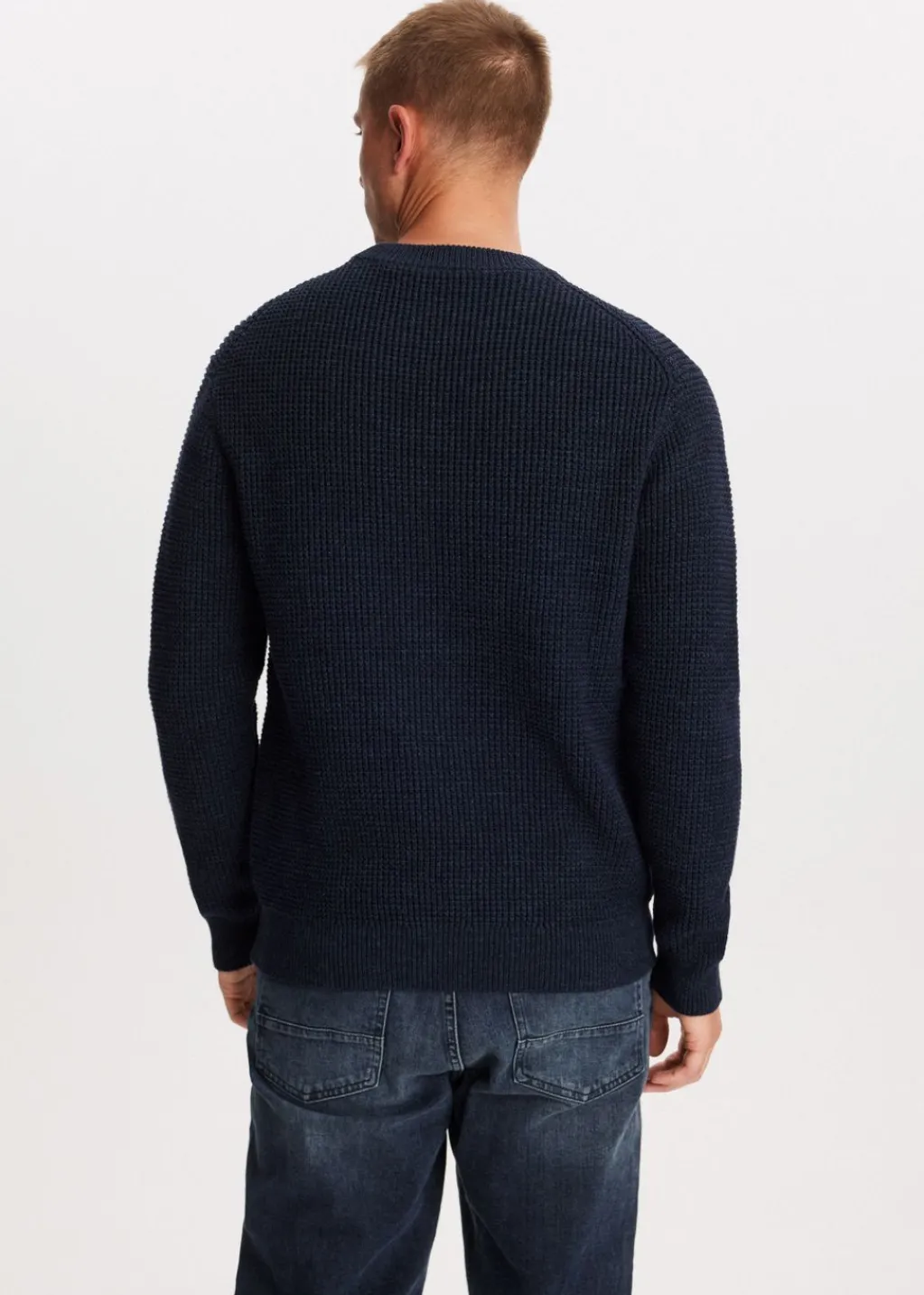Truien En Vesten<The Sting Trui met wafelstructuur blauw, donker melee