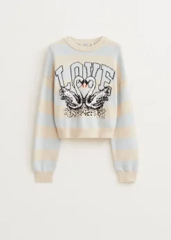Truien En Vesten<The Sting Trui met zwanenprint lichtblauw